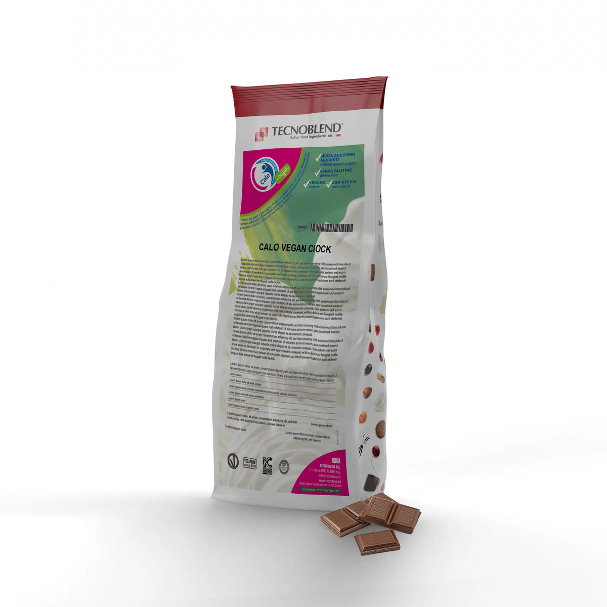 1.5 kg Lactose-Free, Vegan, and Sugar-Free Chocolate Ice Cream Mix - CALO VEGAN CIOCK