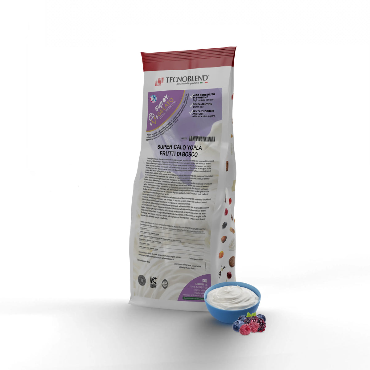 1.5 kg Yogurt and berry ice cream mix, high in protein and with no added sugars