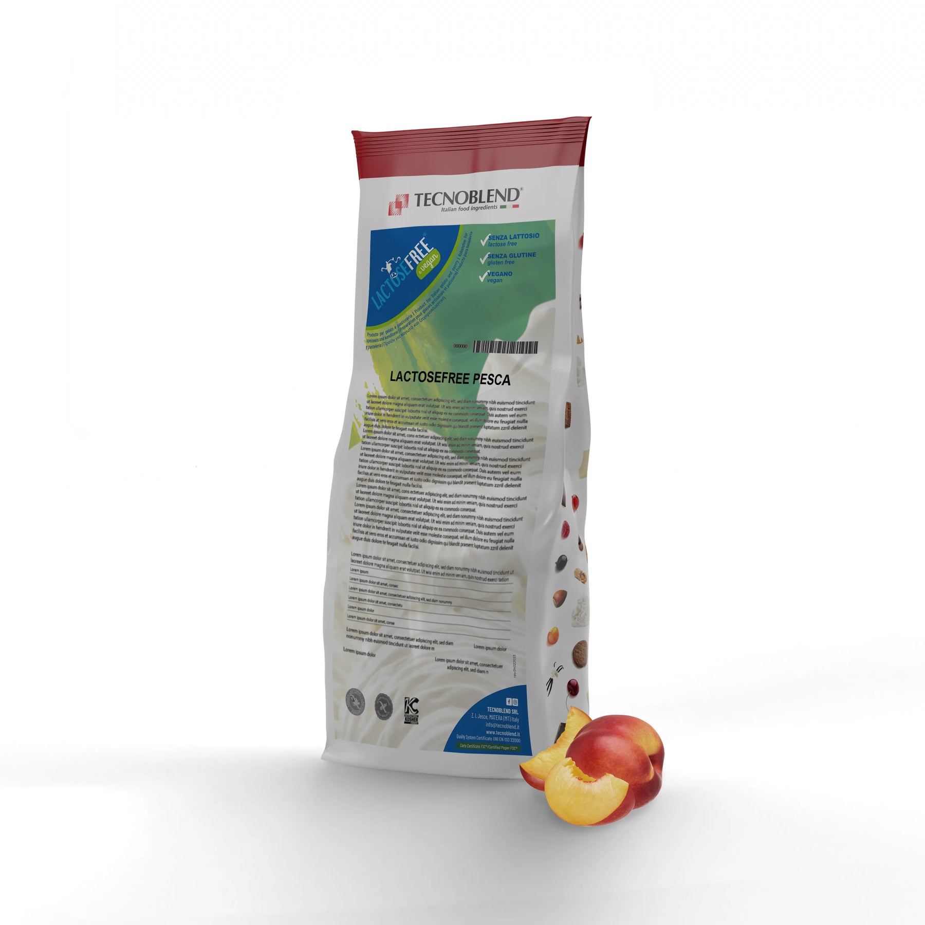 1.25 kg Peach Ice Cream Mix with Pieces, Lactose-Free, Vegan Friendly