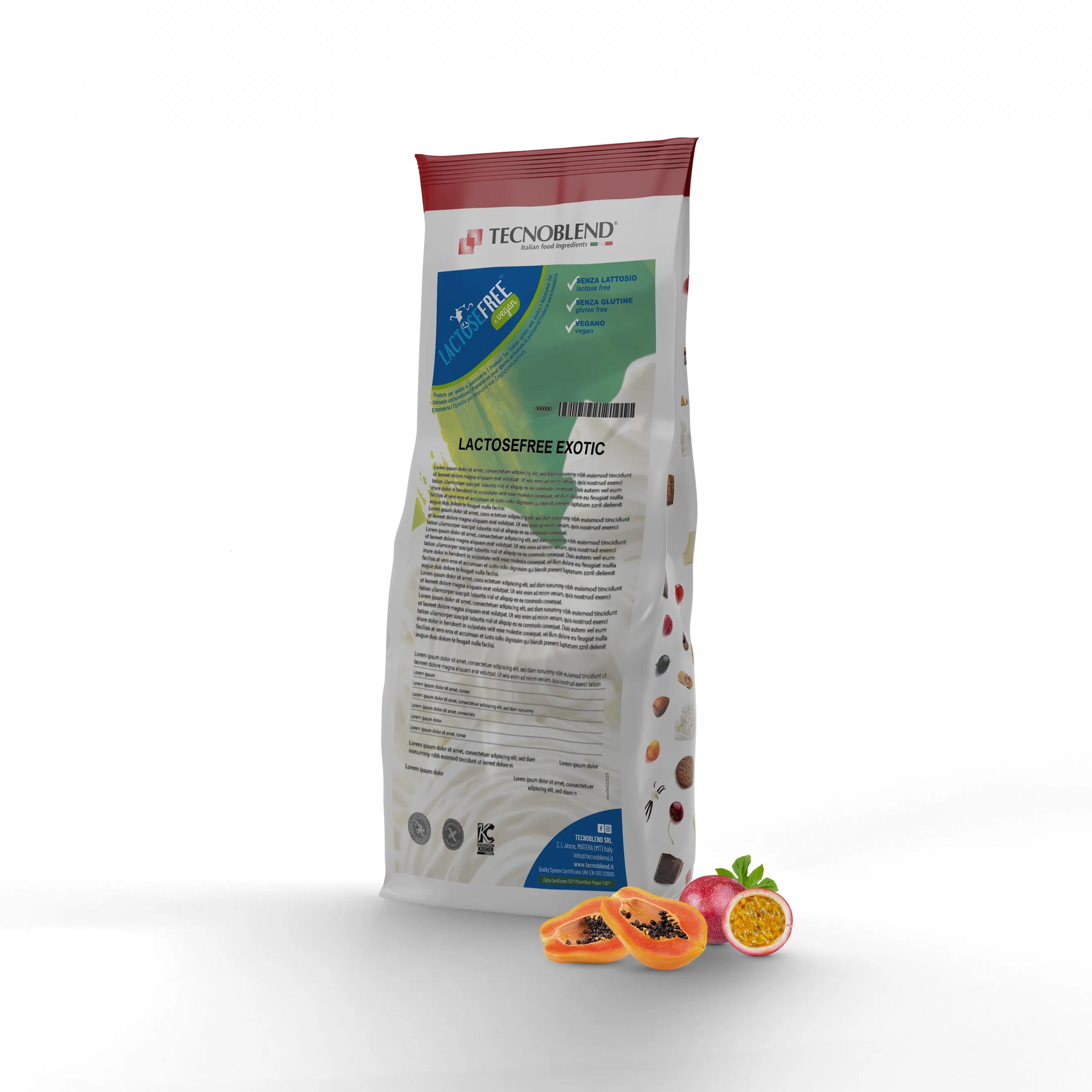 1.25 kg Exotic Fruit Ice Cream Mix, lactose-free, suitable for vegans