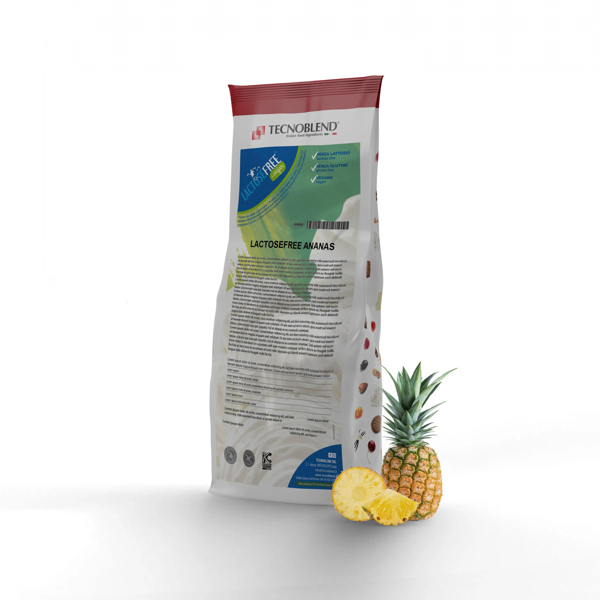 1.25 kg Pineapple Ice Cream Mix with Pieces, Lactose-Free, Vegan Friendly
