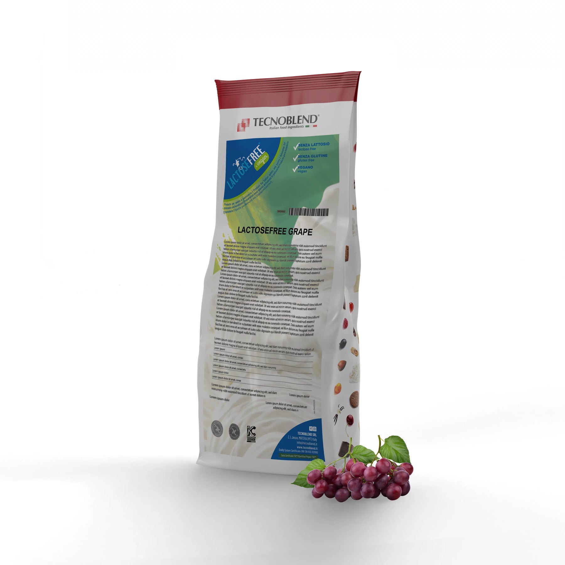 1.25 kg Lactose-Free Strawberry Grape Ice Cream Mix, suitable for vegans