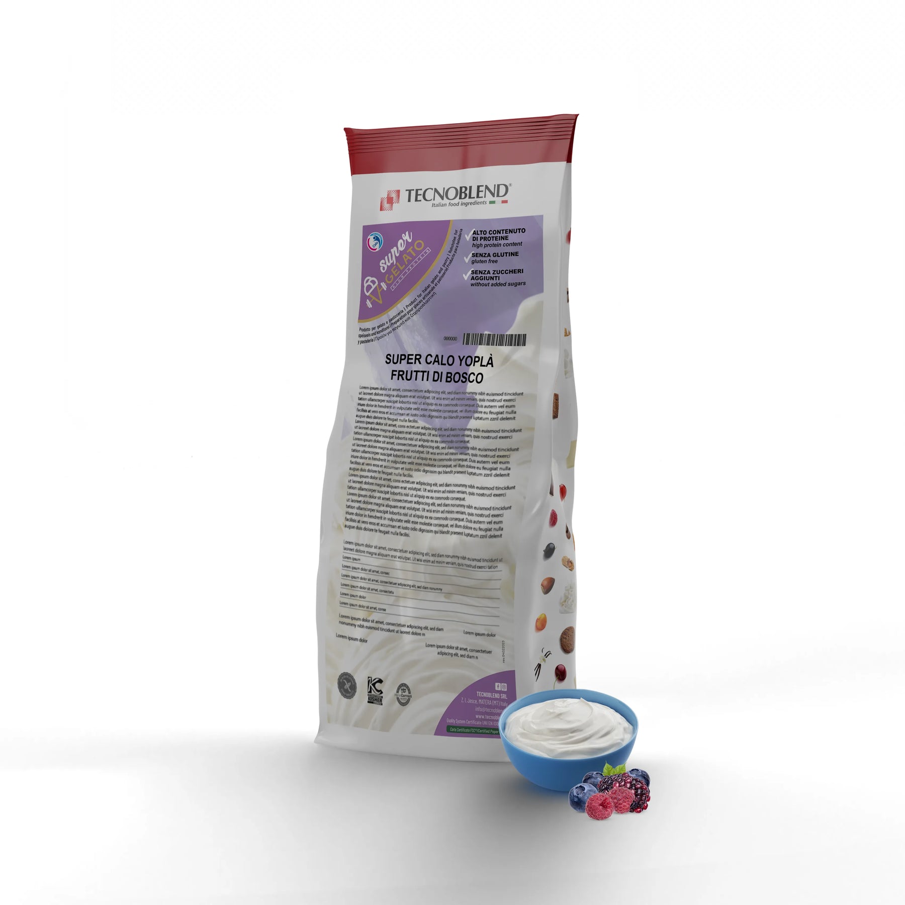 1.5 kg Yogurt and berry ice cream mix, high in protein and with no added sugars